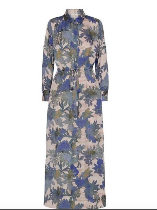 Karmamia Dresses & Skirts - Karmamia Nakita Maxi Dress Indigo Floral Belted Long Sleeve NWT Size S